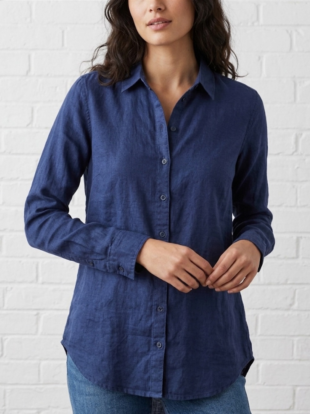Divided Blue 100% Cotton Button Down Long Sleeve